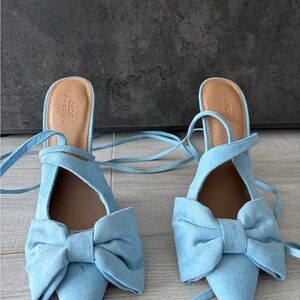 ASOS Light Blue Bow Mules